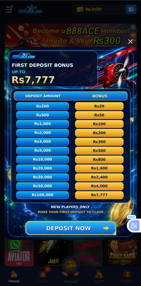 888ace game Deposit Bonus