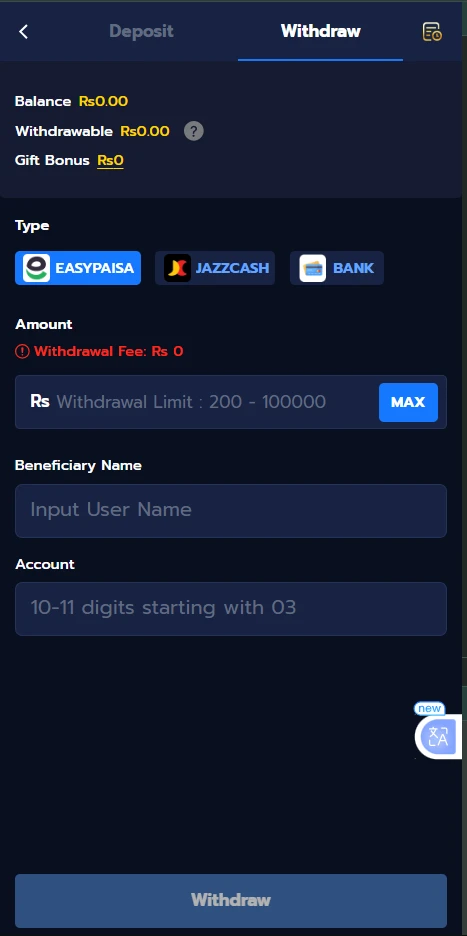 888ace game Withdraw